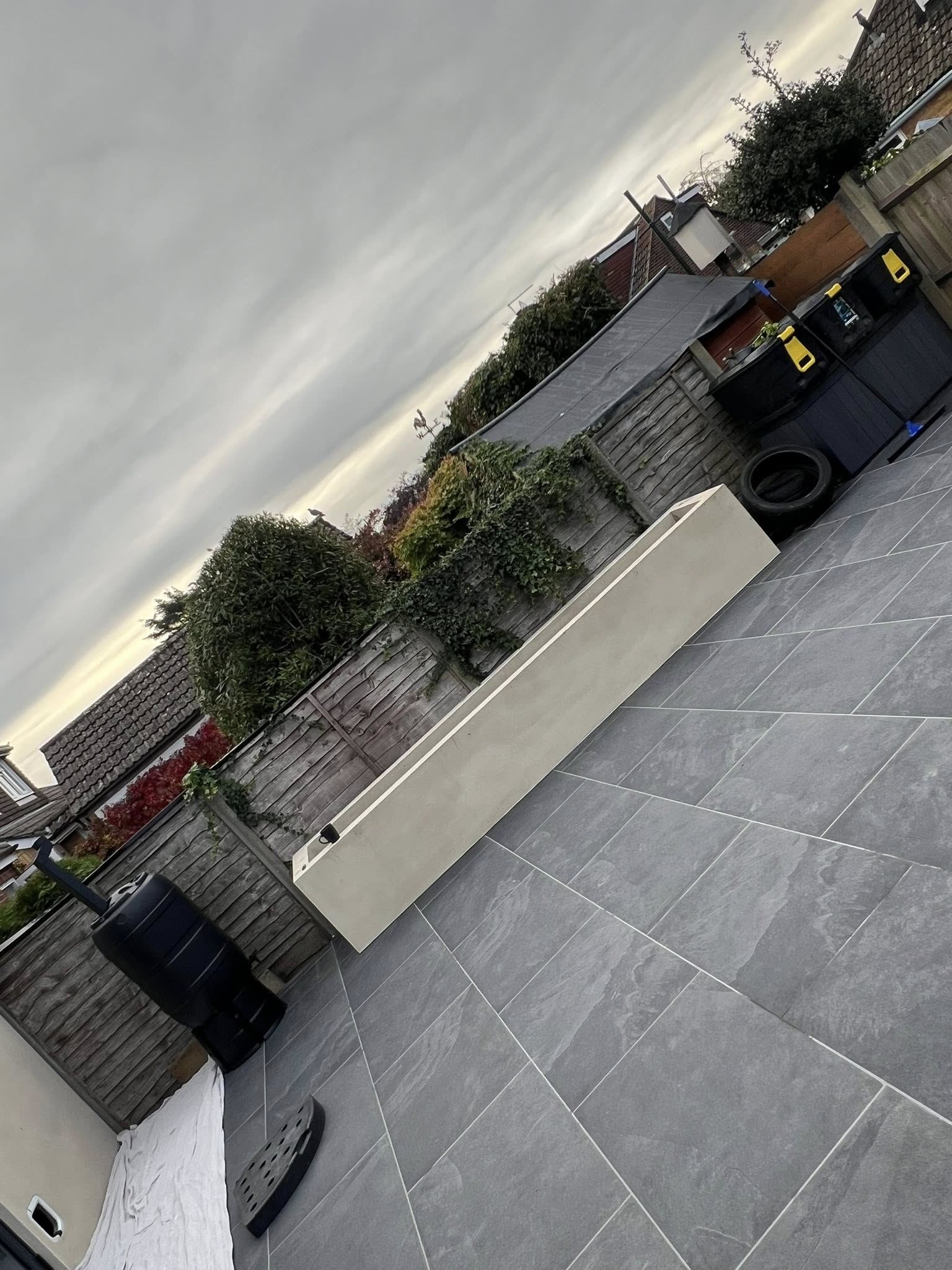 Modern driveway with paved tiles