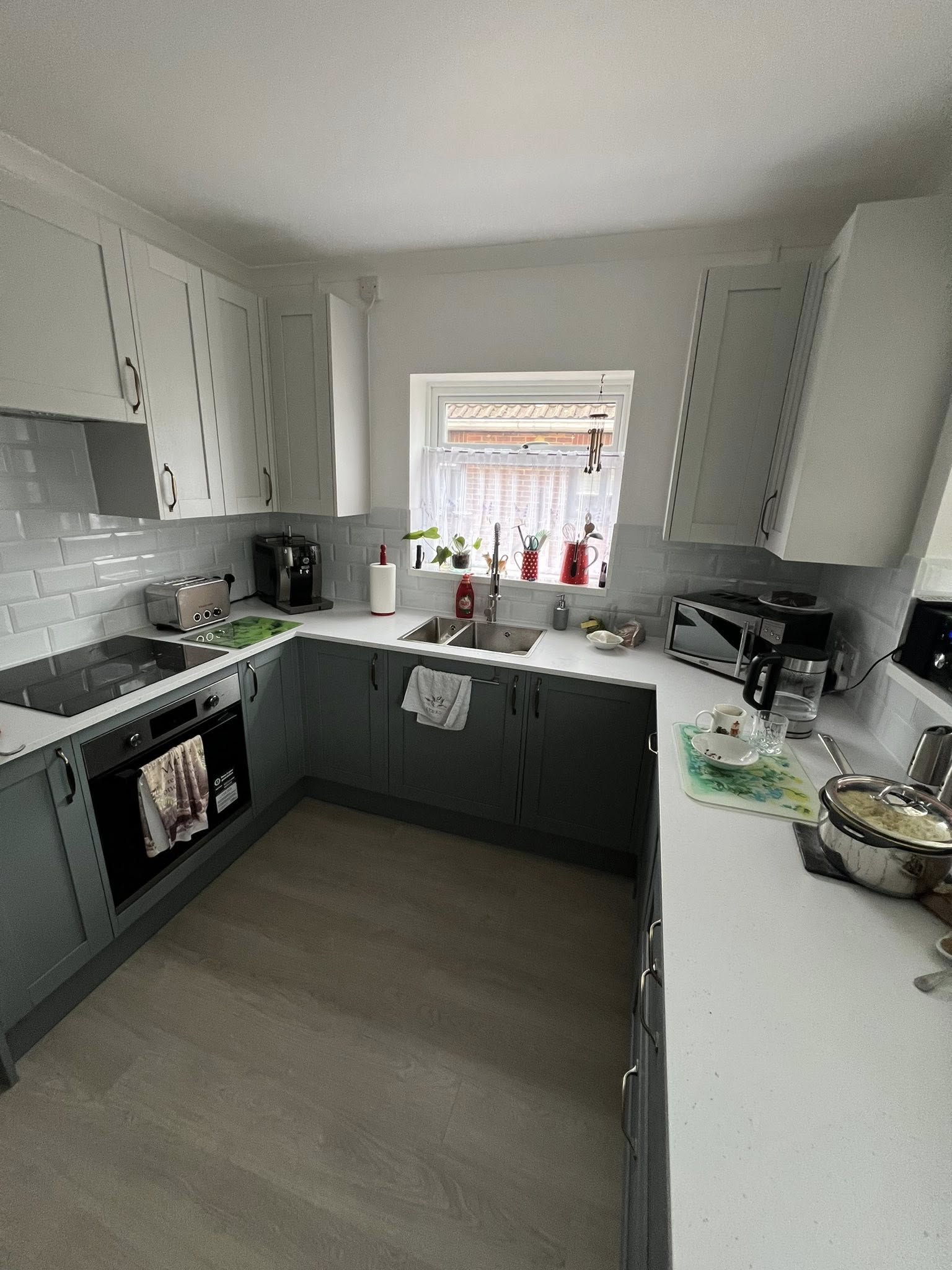 Modern kitchen with white cabinetry